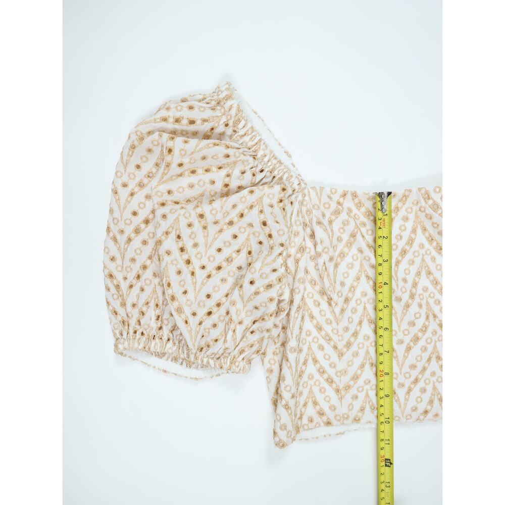 Resort Luxe Metallic Gold Eyelet Set Lilly Pulitzer Yara Skirt & Crop Top 12 NWT - Picture 13 of 16